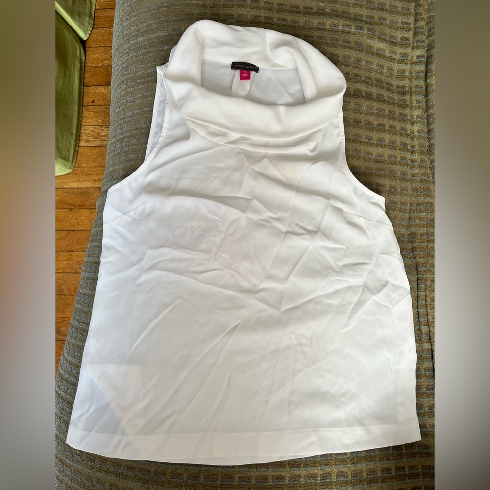 VINCE CAMUTO White Sleeveless Cowl Neck Top XS